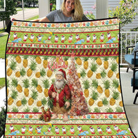 Hawaiian Santa Aloha Pineapple Christmas Quilt Mele Kalikimaka LT15 Cream - Polynesian Pride