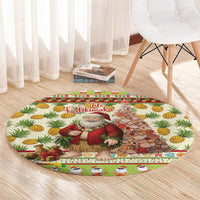 Hawaiian Santa Aloha Pineapple Christmas Round Carpet Mele Kalikimaka LT15 - Polynesian Pride