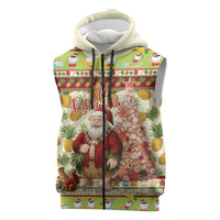Hawaiian Santa Aloha Pineapple Christmas Sleeveless Zip Hoodie Mele Kalikimaka LT15 Cream - Polynesian Pride