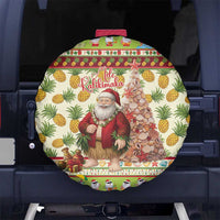 Hawaiian Santa Aloha Pineapple Christmas Spare Tire Cover Mele Kalikimaka LT15 No hole Cream - Polynesian Pride