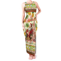 Hawaiian Santa Aloha Pineapple Christmas Tank Maxi Dress Mele Kalikimaka LT15 Women Cream - Polynesian Pride