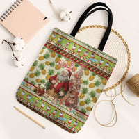 Hawaiian Santa Aloha Pineapple Christmas Tote Bag Mele Kalikimaka LT15 Black Strap One Size Cream - Polynesian Pride