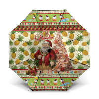 Hawaiian Santa Aloha Pineapple Christmas Umbrella Mele Kalikimaka LT15 One Size Folded 11.42 inch Opened Diameter 37.4 inch Cream - Polynesian Pride