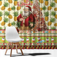 Hawaiian Santa Aloha Pineapple Christmas Window Curtain Mele Kalikimaka LT15 - Polynesian Pride