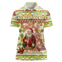 Hawaiian Santa Aloha Pineapple Christmas Women Polo Shirt Mele Kalikimaka - Polynesian Pride