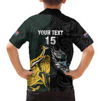 New Zealand and South Africa Rugby Custom Family Matching Off Shoulder Maxi Dress and Hawaiian Shirt Silver Fern With Springboks