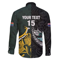 New Zealand and South Africa Rugby Custom Family Matching Off Shoulder Maxi Dress and Hawaiian Shirt Silver Fern With Springboks