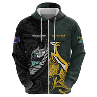 New Zealand and South Africa Rugby Custom Hoodie Silver Fern With Springboks