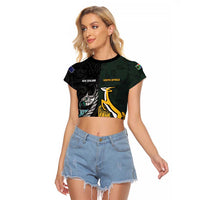 New Zealand and South Africa Rugby Custom Raglan Cropped T Shirt Silver Fern With Springboks