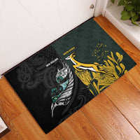 New Zealand and South Africa Rugby Rubber Doormat Silver Fern With Springboks