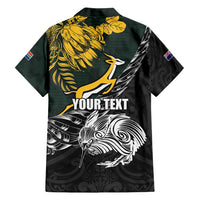 New Zealand and South Africa Rugby Personalised Family Matching Puletasi and Hawaiian Shirt Maori Kiwi With Springboks