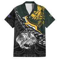 New Zealand and South Africa Rugby Personalised Hawaiian Shirt Maori Kiwi With Springboks