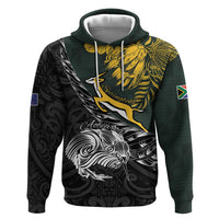 New Zealand and South Africa Rugby Personalised Hoodie Maori Kiwi With Springboks