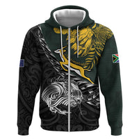 New Zealand and South Africa Rugby Personalised Hoodie Maori Kiwi With Springboks
