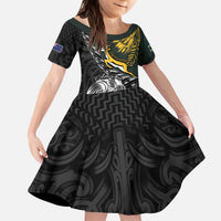 New Zealand and South Africa Rugby Personalised Kid Short Sleeve Dress Maori Kiwi With Springboks
