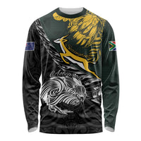 New Zealand and South Africa Rugby Personalised Long Sleeve Shirt Maori Kiwi With Springboks