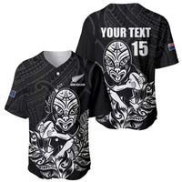 New Zealand Silver Fern Rugby Custom Baseball Jersey Maori Tiki Black Version