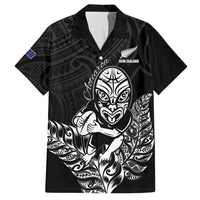 New Zealand Silver Fern Rugby Custom Family Matching Tank Maxi Dress and Hawaiian Shirt Maori Tiki Black Version