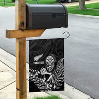 New Zealand Silver Fern Rugby Custom Garden Flag Maori Tiki Black Version