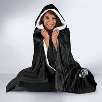 New Zealand Silver Fern Rugby Custom Hooded Blanket Maori Tiki Black Version