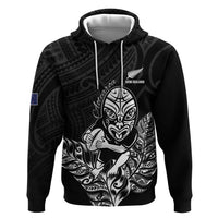 New Zealand Silver Fern Rugby Custom Hoodie Maori Tiki Black Version
