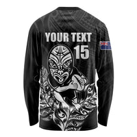 New Zealand Silver Fern Rugby Custom Long Sleeve Shirt Maori Tiki Black Version