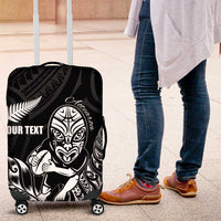 New Zealand Silver Fern Rugby Custom Luggage Cover Maori Tiki Black Version