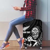 New Zealand Silver Fern Rugby Custom Luggage Cover Maori Tiki Black Version