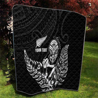 New Zealand Silver Fern Rugby Custom Quilt Maori Tiki Black Version