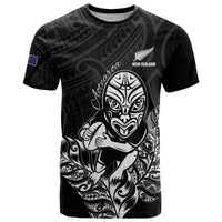 New Zealand Silver Fern Rugby Custom T Shirt Maori Tiki Black Version