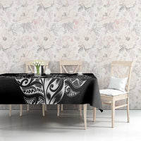 New Zealand Silver Fern Rugby Custom Tablecloth Maori Tiki Black Version