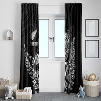 New Zealand Silver Fern Rugby Custom Window Curtain Maori Tiki Black Version