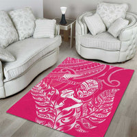 New Zealand Silver Fern Rugby Custom Area Rug Maori Tiki Pink Version