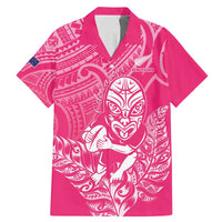 New Zealand Silver Fern Rugby Custom Family Matching Mermaid Dress and Hawaiian Shirt Maori Tiki Pink Version