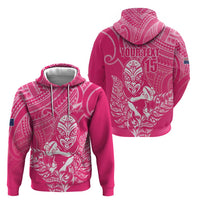New Zealand Silver Fern Rugby Custom Hoodie Maori Tiki Pink Version
