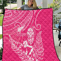 New Zealand Silver Fern Rugby Custom Quilt Maori Tiki Pink Version