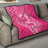 New Zealand Silver Fern Rugby Custom Quilt Maori Tiki Pink Version