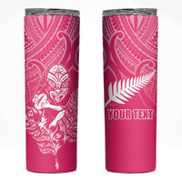 New Zealand Silver Fern Rugby Custom Skinny Tumbler Maori Tiki Pink Version