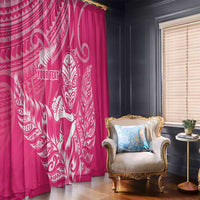 New Zealand Silver Fern Rugby Custom Window Curtain Maori Tiki Pink Version