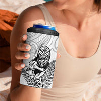 New Zealand Silver Fern Rugby Custom 4 in 1 Can Cooler Tumbler Maori Tiki White Version