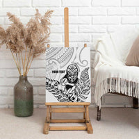 New Zealand Silver Fern Rugby Custom Canvas Wall Art Maori Tiki White Version