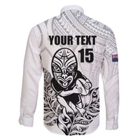 New Zealand Silver Fern Rugby Custom Family Matching Puletasi and Hawaiian Shirt Maori Tiki White Version