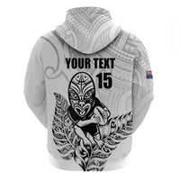 New Zealand Silver Fern Rugby Custom Hoodie Maori Tiki White Version