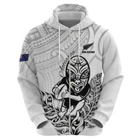 New Zealand Silver Fern Rugby Custom Hoodie Maori Tiki White Version