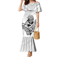 New Zealand Silver Fern Rugby Custom Mermaid Dress Maori Tiki White Version