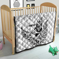 New Zealand Silver Fern Rugby Custom Quilt Maori Tiki White Version