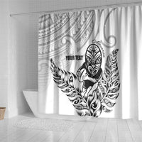 New Zealand Silver Fern Rugby Custom Shower Curtain Maori Tiki White Version