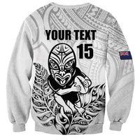 New Zealand Silver Fern Rugby Custom Sweatshirt Maori Tiki White Version