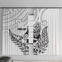 New Zealand Silver Fern Rugby Custom Window Curtain Maori Tiki White Version