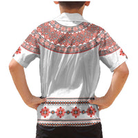 Bulgarian Embroidery Style Seamless Pattern Family Matching Mermaid Dress and Hawaiian Shirt